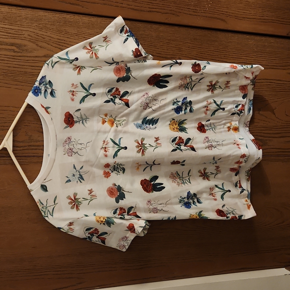 Botanical Print Short Sleeve Top